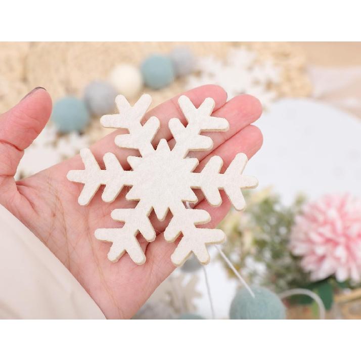 Snowflake Felt Ball Garland - Winter Birthday Home Decorations,Frozen Snowflake Garland Photo Props,Winter Wonderland Felt Ball Banner,Felt Snowflake