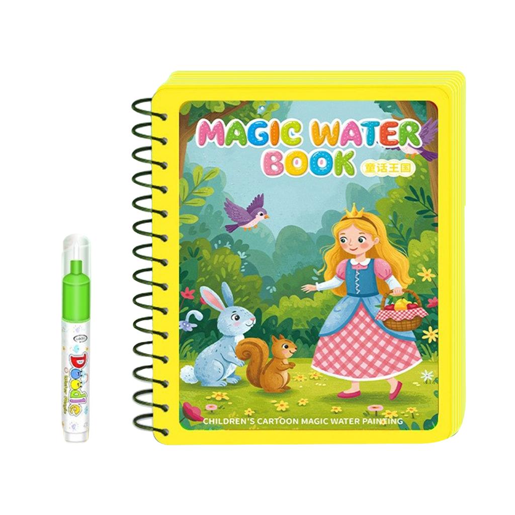 Children Early Educational Water Drawing Book and Water Pen Set Reusable Cartoon Coloring Magic Book for Kids Travel Use