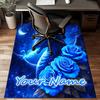1PC Custom Name Blue Dragon Roses Night Theme Floor Mat Ideal for Living Room, Game Rooms, Office, Bedroom,Floor Mat Playful Design