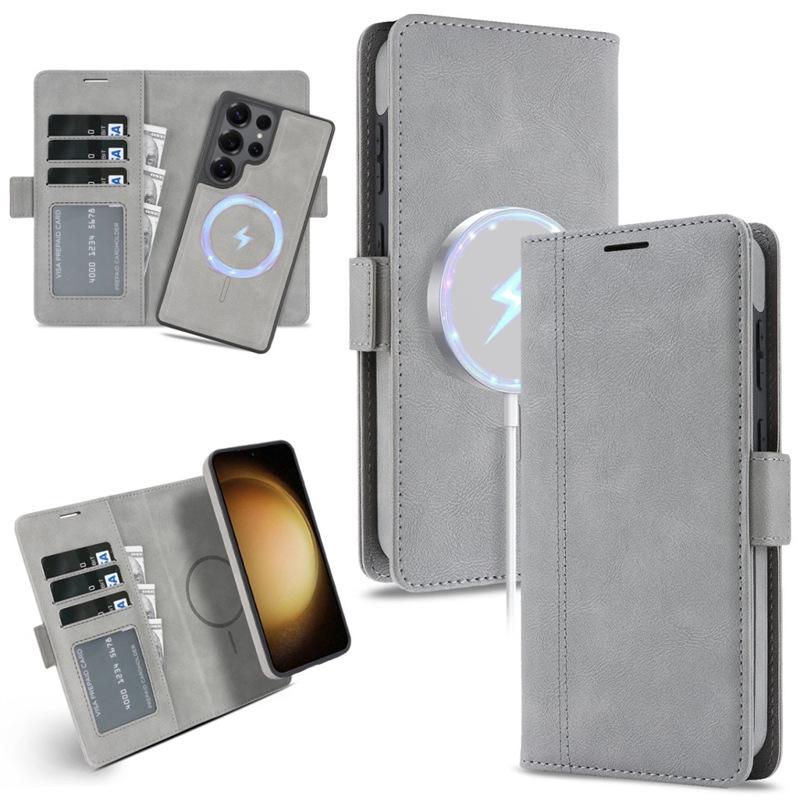 Samsung S25 Wireless Magnetic Leather Case with Card Slots for S24/S23 - High-End Protective Wallet
