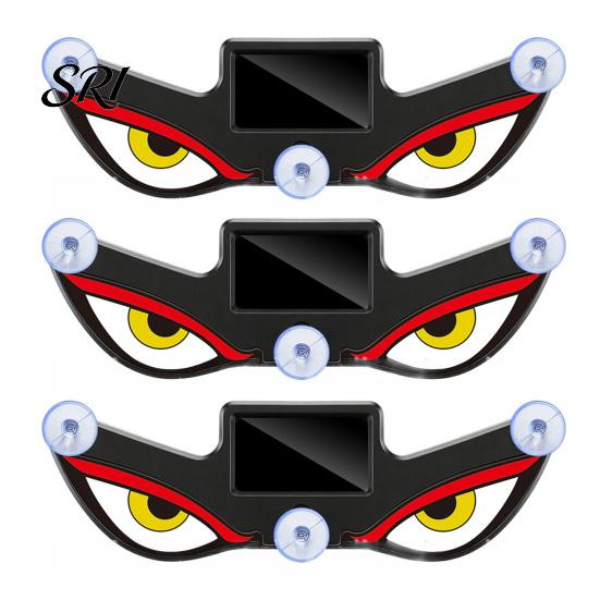 Solar Powered Car Light 3Pcs LED Decorative with Dynamic Eye Design USB-C Rechargeable Lights Smart Sensor Vibration-Activated Suction Cup Mount 3pcs