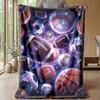 Space Football Adventure Theme blanket Lightweight Warm Flannel Blanket Decorative Throw Blanket for Home Decoration