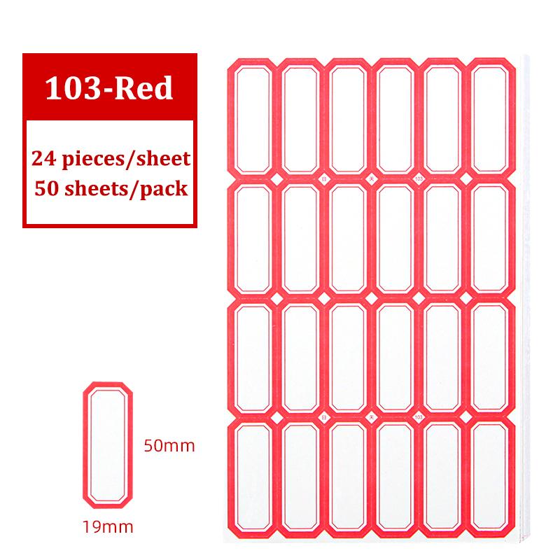 Self-Adhesive Label Stick,50 Sheets/Pack Adhesive Paper,Handwritten Blank Red Blue Category Tags,Office And School Supplies