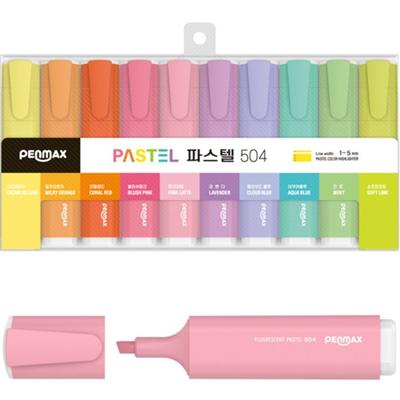 Mild Square Pastel Highlighter 10-piece Set 504, 10 Colors, 1 Piece, Korean Toy Supplies