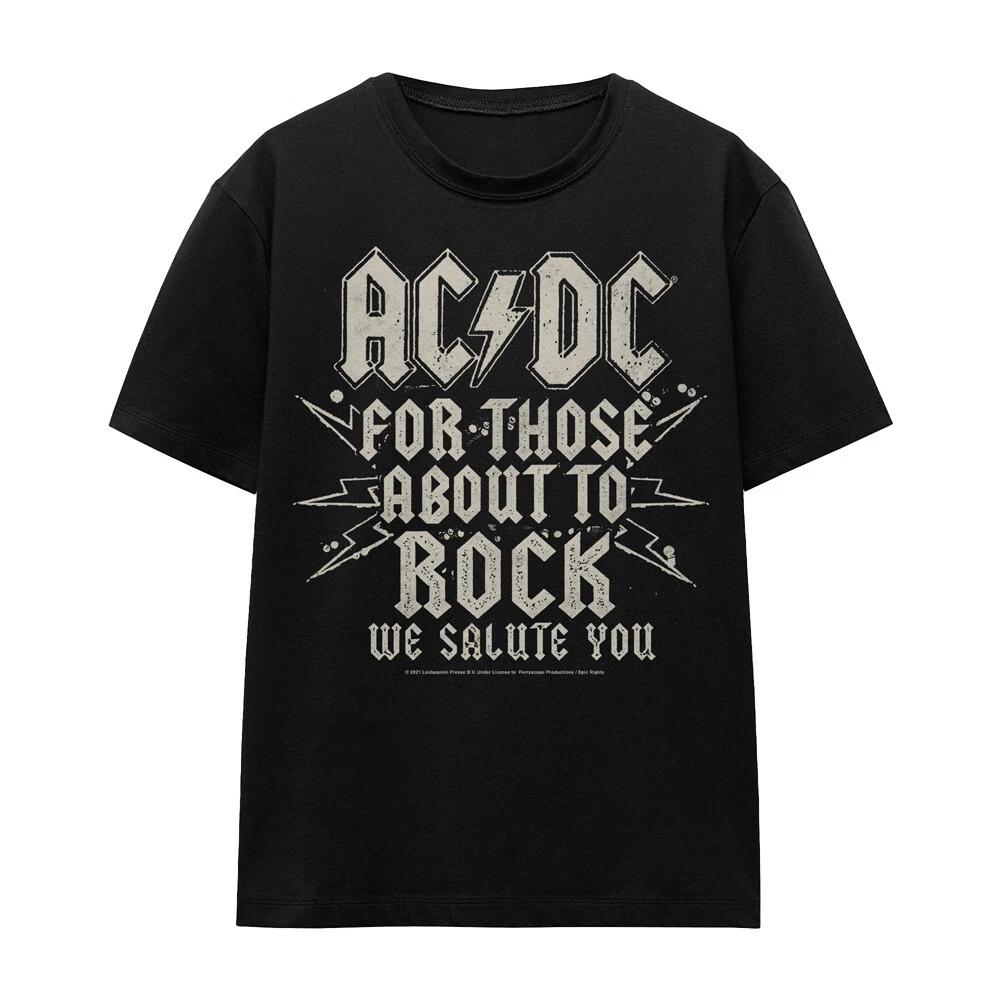 ACDC Salute Ladies 100% Cotton T-shirt Mens Tees Top S-2XL, Black M