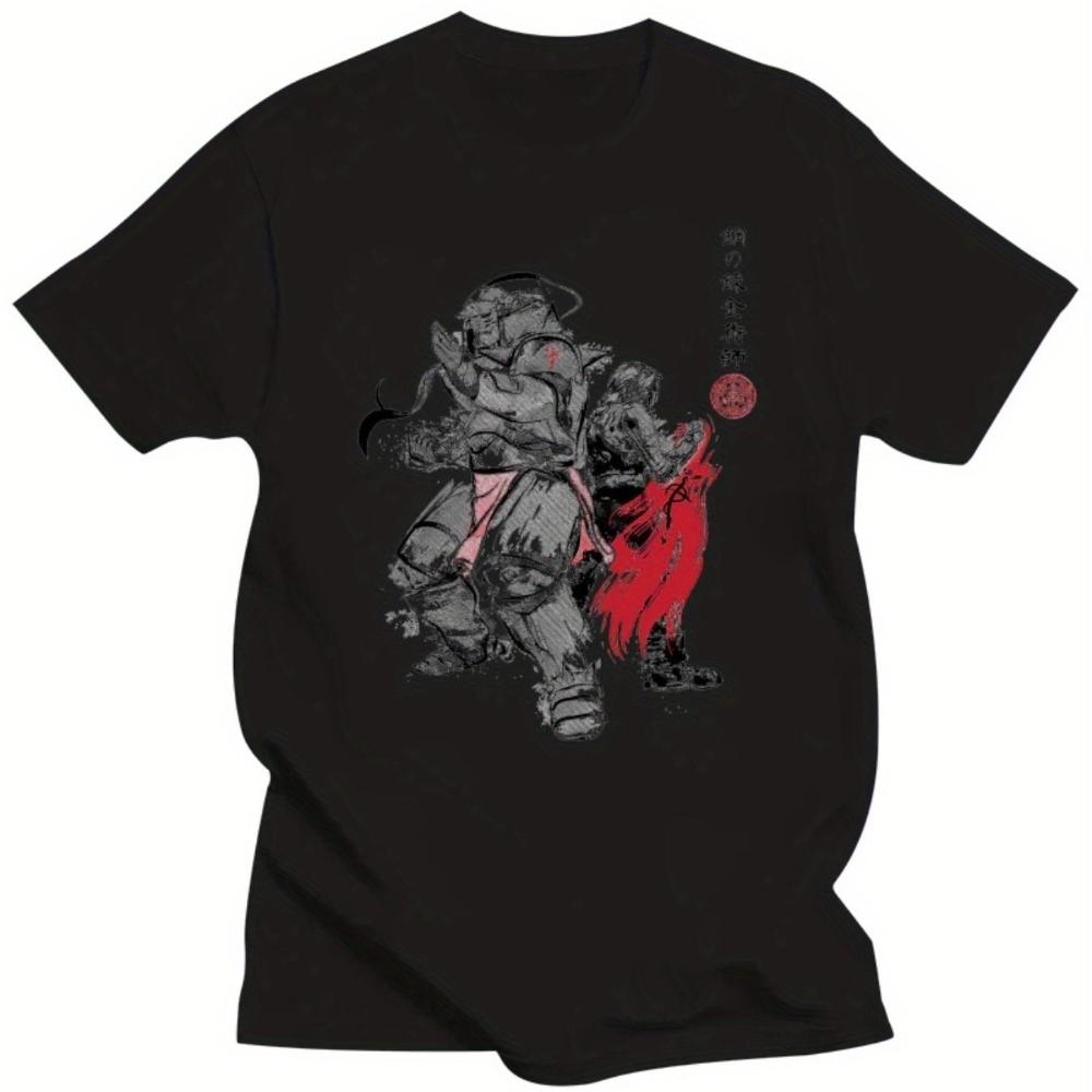 Mens TShirt Cotton Anime Fullmetal Alchemis Brotherhood Sumi New Men Shirts Digital Printing Combed Cotton T Shirts S