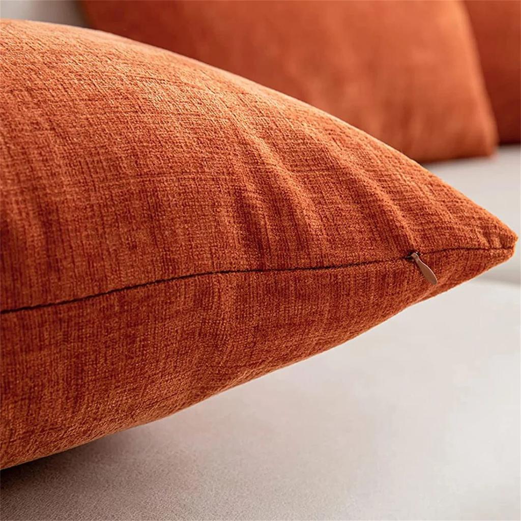 Linen Solid Throw Pillowcase Orange Pillow Covers 18X18 Inch Set Of 2 Modern