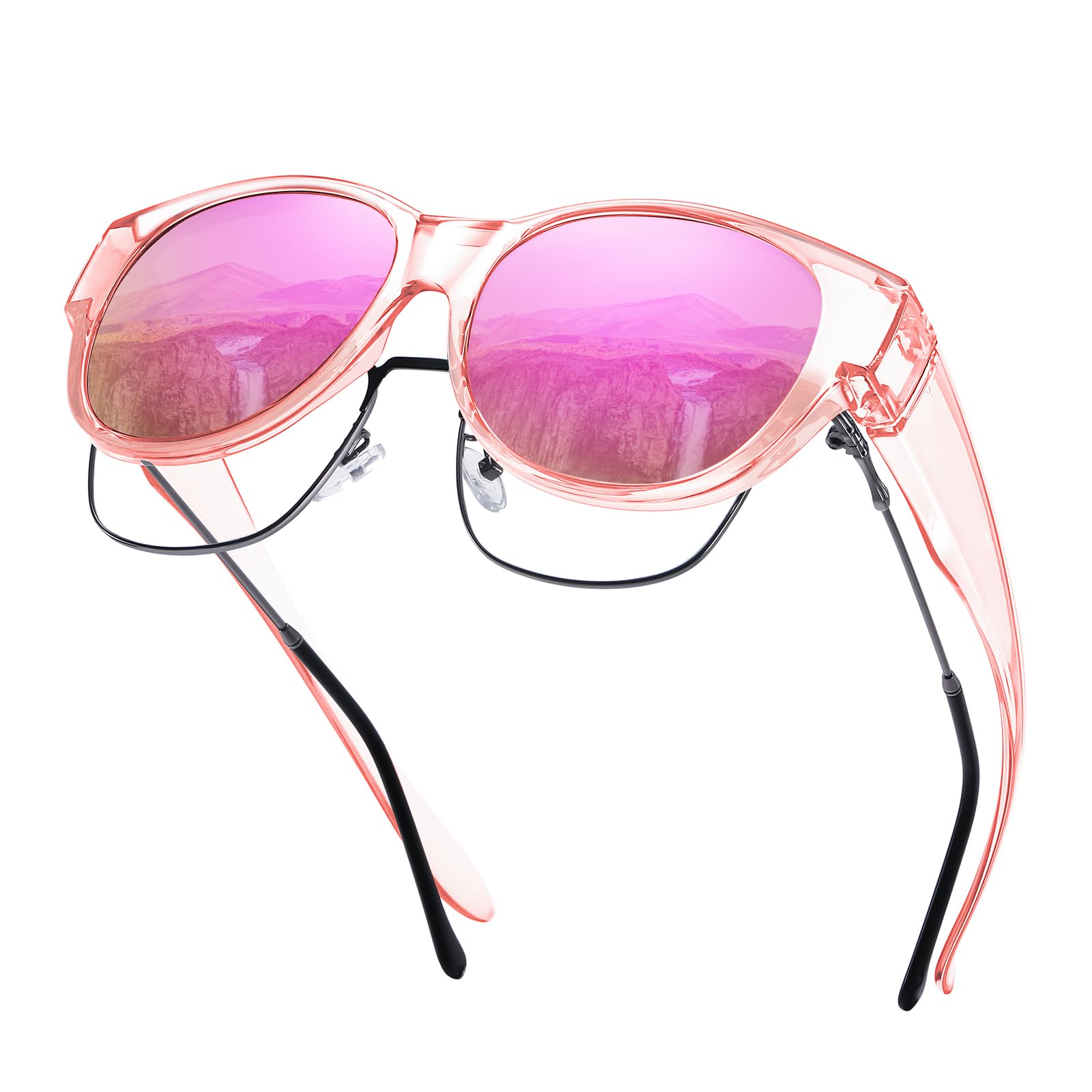 

Fit Over Glasses Sunglasses for Women Polarized, Trendy Sunglasses Wear Over Glasses, UV Protection 1 Pack Pink розовый
