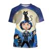 Coraline & die Geheimtür 3D-T-Shirt Thriller Horror Anime Film Unisex Persönlichkeit Coraline Print Kurzarmoberteil