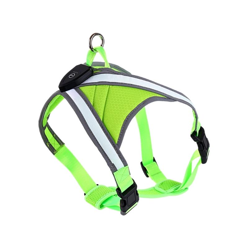 Hundeweste Verstellbares Trainingsgeschirr mit LED-Licht Ausbruchsicher Starkes strapazierfähiges Geschirr Weicher Griff