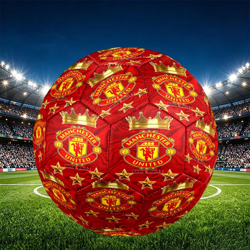 Manchester United F.C Print Size 5 Soccer Ball, PU Wear Resistant Football for Match Training and Daily Practice, Birthday Gift for Soccer Fans