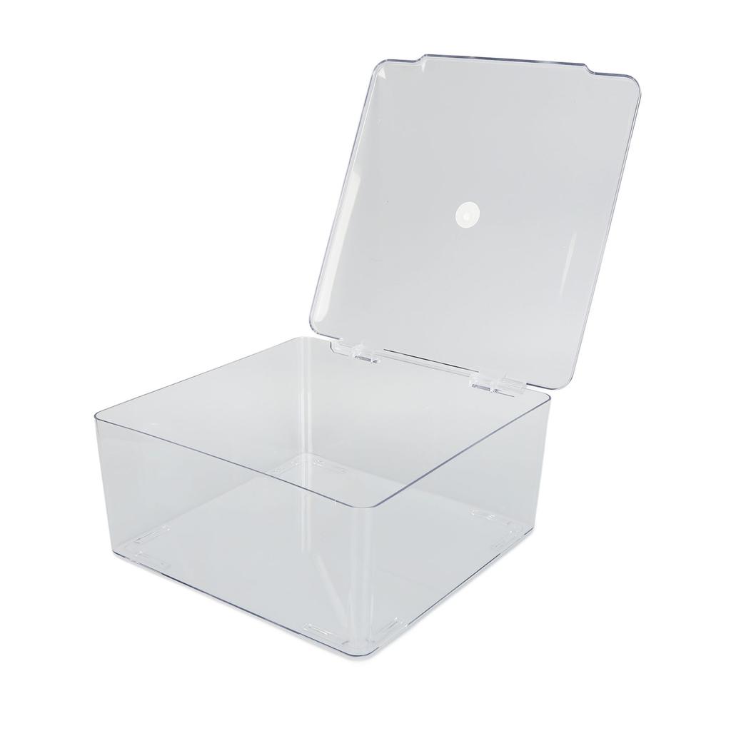 Cosmetic Storage Box Containers with Hinged Lid Dust Proof Large Capacity Space Saving Clear Plastic Case
