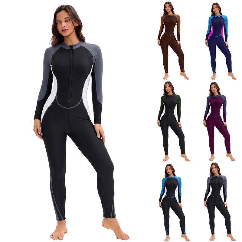Middle Eastern New Long-Sleeve Pants One-Piece Swimsuit Women's Sports Tight Full Coverage Conservative Sun Protection Swimwear