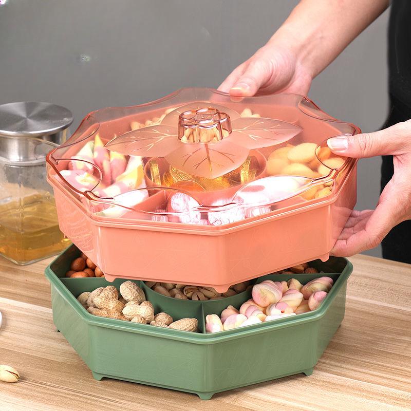 Yiran Health & Beauty Pink/Green Living Room Dried Fruit Box With Lid Wedding Candy Box Fruit Plate Coffee Table Melon Seed Snack Function Large Capacity Fruit Box