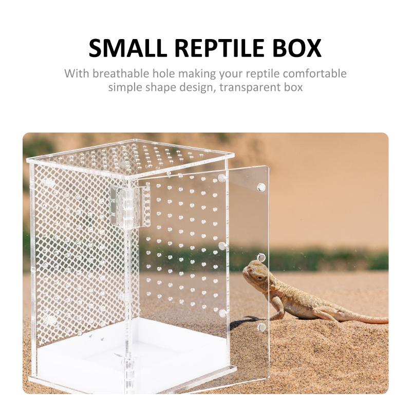 Tank Reptile Pet Terrarium Feeding Container Enclosure Mantis Reptiles Praying Habitat White