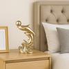 Ocean Figurines Resin Golden Dolphin Ornaments Mini Light Luxury Dolphin Statue Decorative Sea Animal Sculpture Gift