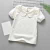 Dames T-shirt met Kraag en Korte Mouwen met Kantafwerking Casual Top