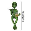 Alien Statue Drinking Beer Alien Sculpture Resin Craft Novelty Funny Desktop Decoration Bookshelf Office Desktop Garden Decor