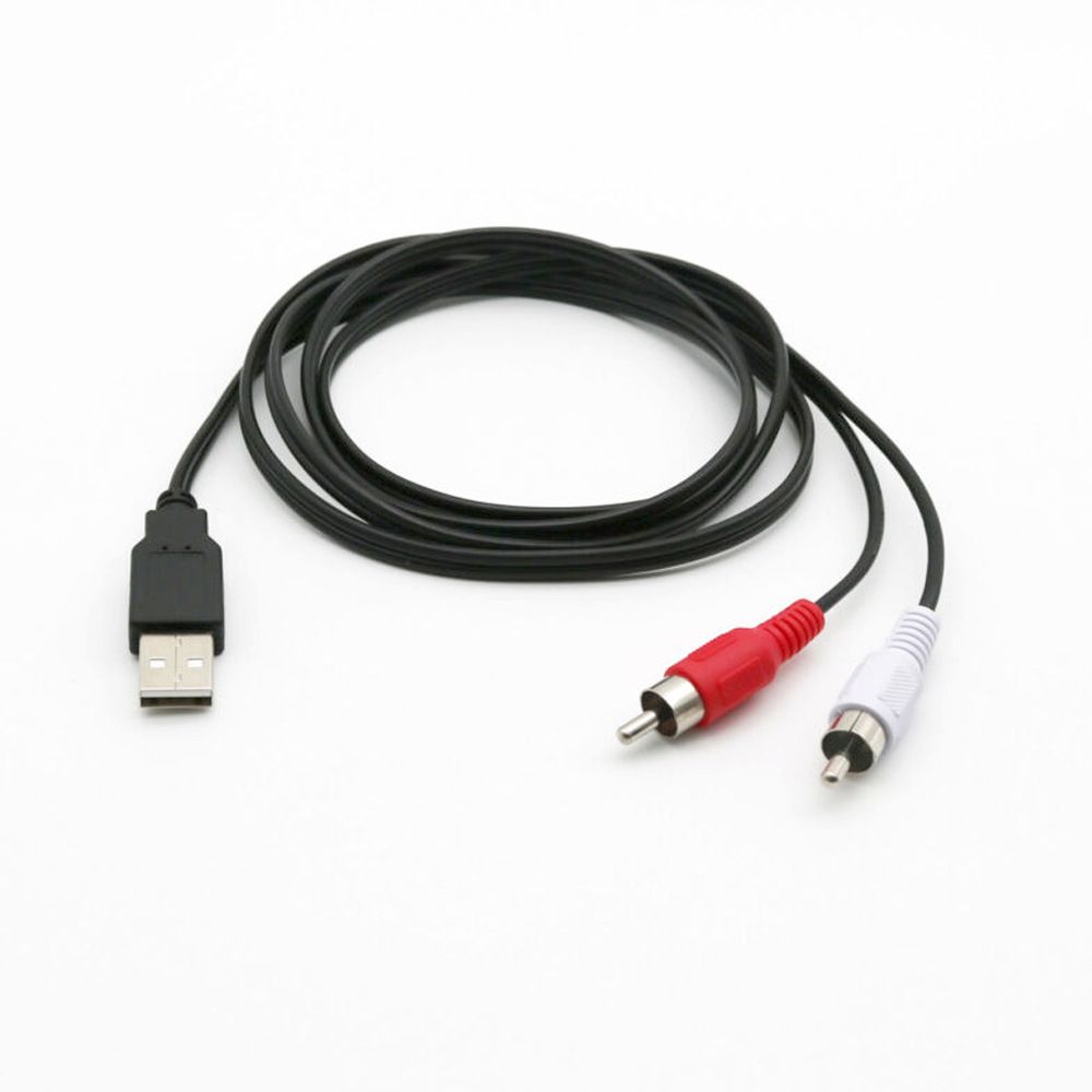 Black 2 RCA USB To RCA Cable Lead for PC TV Conversion Line Audio Video Adapter AV Cable