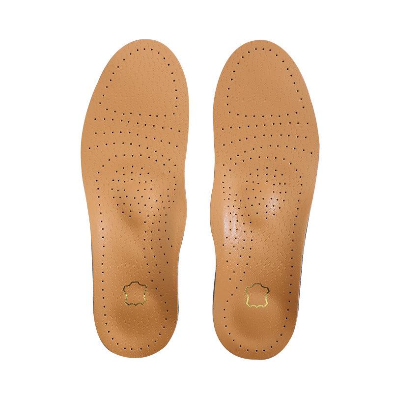 Orthopedic PU Leather Arch Support Insoles: Flat Foot, XO Type, Breathable, Sweat-Absorbent, Odor-Resistant for Men and Women