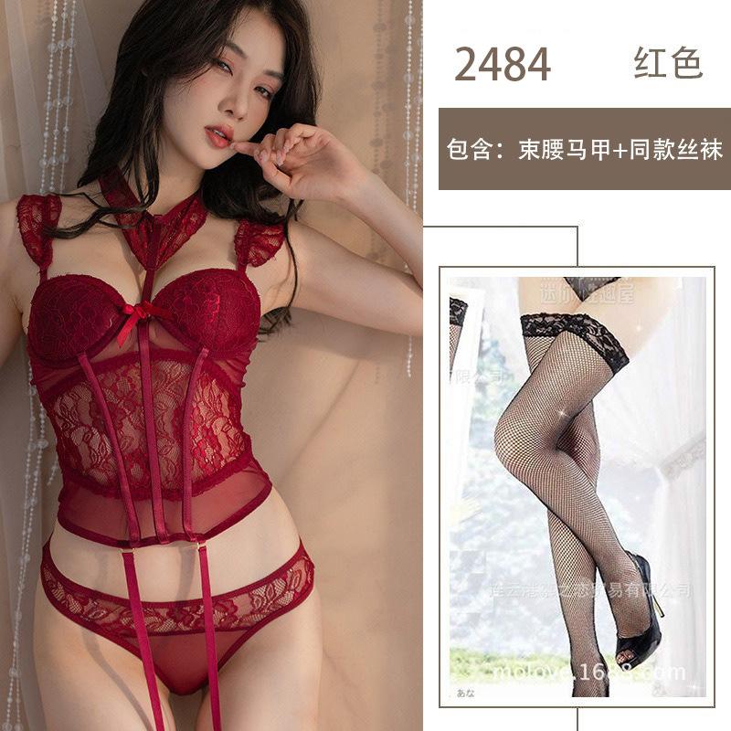 Sexy lingerie sexy hot steel tray gathering fun fishbone waist lace sex uniform pure desire