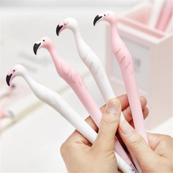 2Pcs Flamingo Silicone 0.5mm Gel Pen Student Stationery School Supply Black Ink