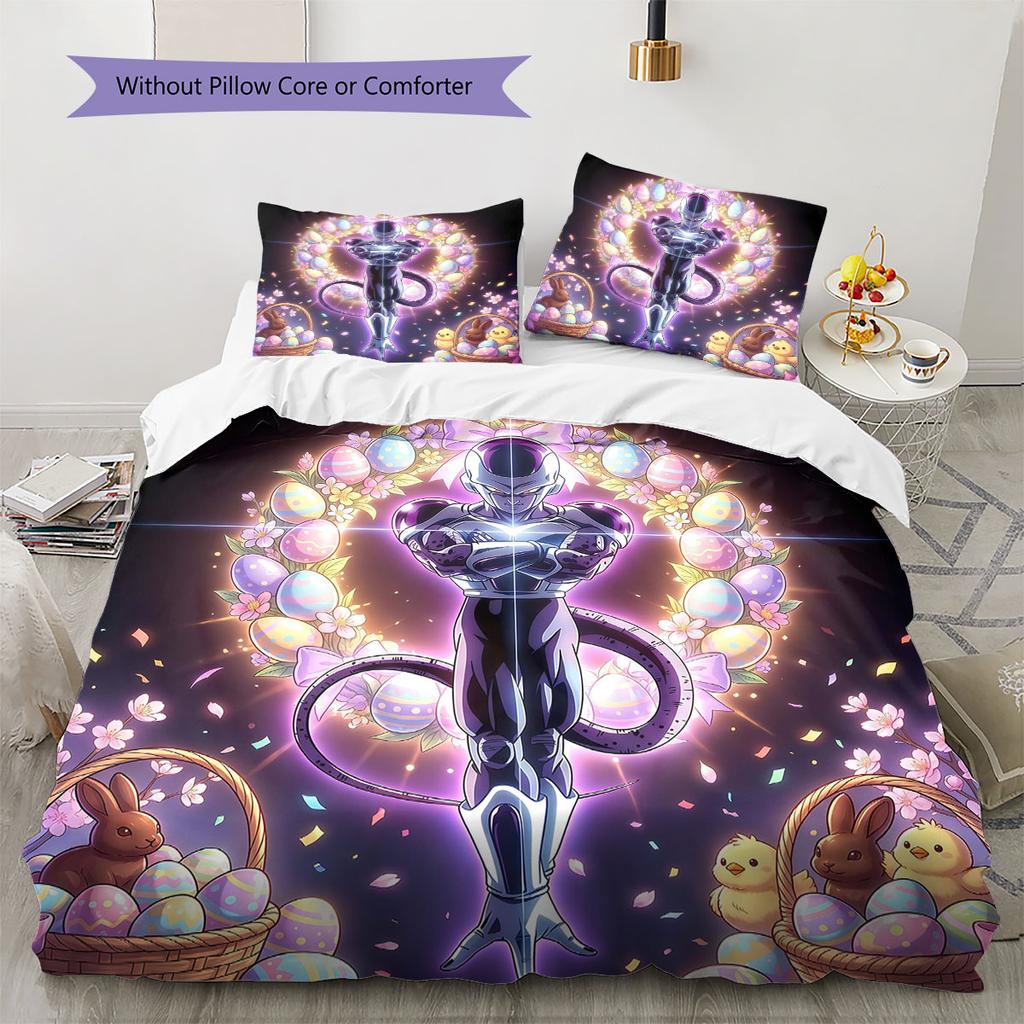 Easter Frieza Pattern Bedding Quilt Set Quilt Cover Pillowcase Home Decoration Birthday Gift (1 * duvet cover + 2 * pillowcase, without core)