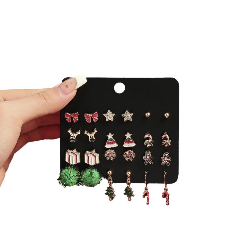 Pair/Set of Christmas Stud Earrings, Bow Pentagram Fashion Creative Pendant Design Christmas Stud Earrings Set
