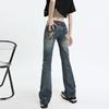 High Street Spicy Girls Low Waist Jeans Damen Herbst Vintage Y2k Design Sinn Slim Fit Gerades Bein Micro Flare Hose