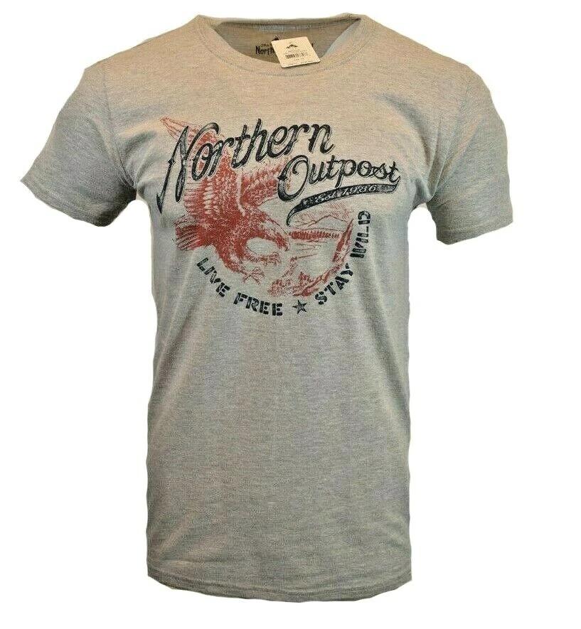 Mens T Shirt -NORTHERN OUTPOST- USA Hunting -Bald Eagle -Hiking Outdoor-SIZE XL S