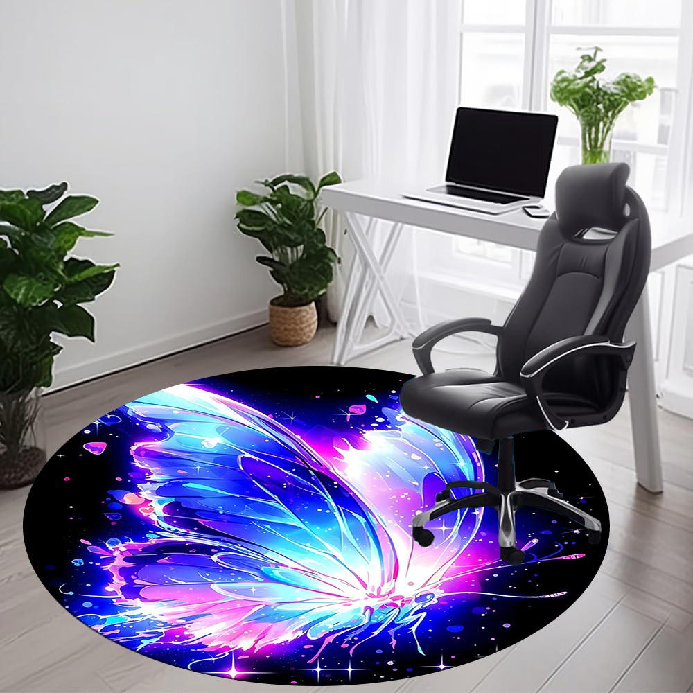 1pc Butterfly Fantasy Office Round Area Rug,  Mat Suitable ForOffice, Under Office Chairs Bedroom Living Room Home Decor, Room Deco