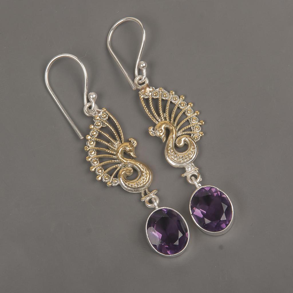 Amethyst Earrings Gemstone Jewelry, 925 Solid Sterling Silver Earrings, Gift For Women Handmade Earrings