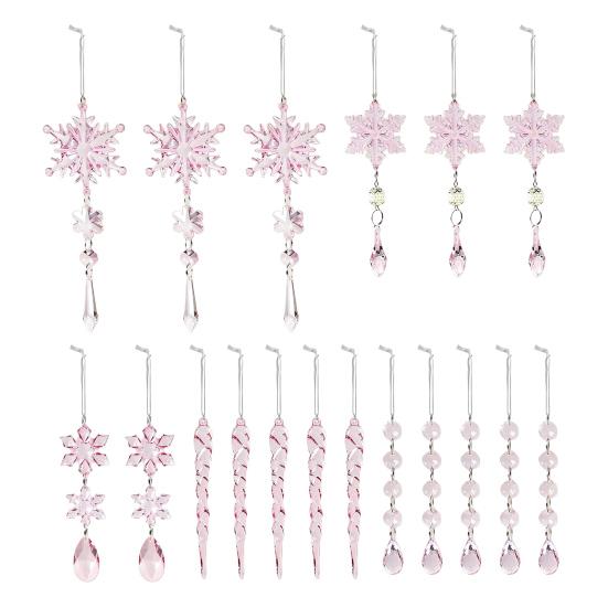 18 Pcs Crystal Christmas Ornaments for Tree Clear Acrylic Snowflake Icicle Hanging Ornaments with Drop Pendants for Winter Wonderland Chandelier