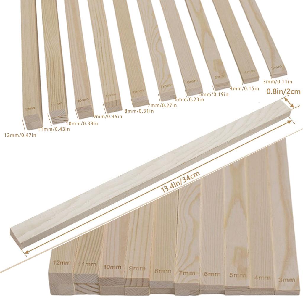 10-Piece Pottery Clay Rolling Guides - 5 Sizes Wooden Mud Sticks For Consistent Thickness