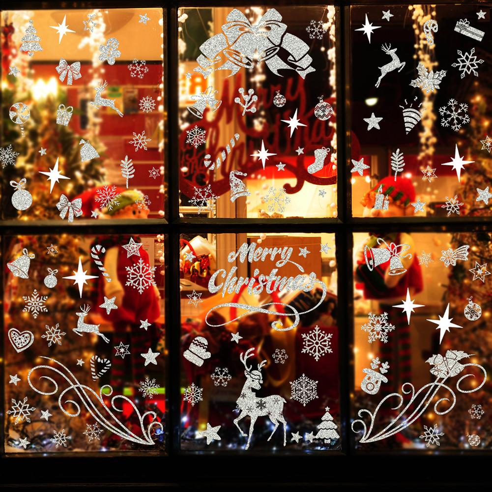 Festive Aesthetic Christmas Stickers Window Holiday Stickers Golden Customizable Display Electrostatic Adhesion