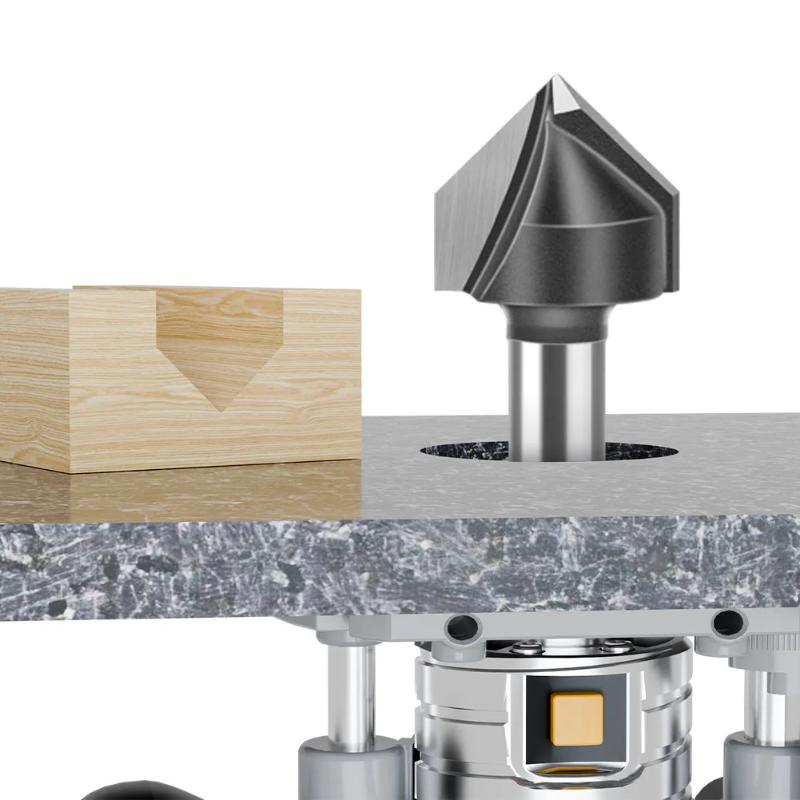 Fresa a V a 90° con gambo da 1/4" 1/2" Fresatrice per lavorazione del legno per pannelli compositi di alluminio e rifilatura del legno