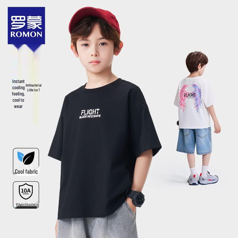 Luomeng Boys  Cool-Feel Antibacterial Short Sleeve T-Shirt 160