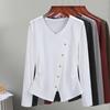 Long-sleeved T-shirt Women's Autumn Clothing New Women's Clothing Temperament Collar Shoulder Solid Color T-shirt Design Sense Split Top