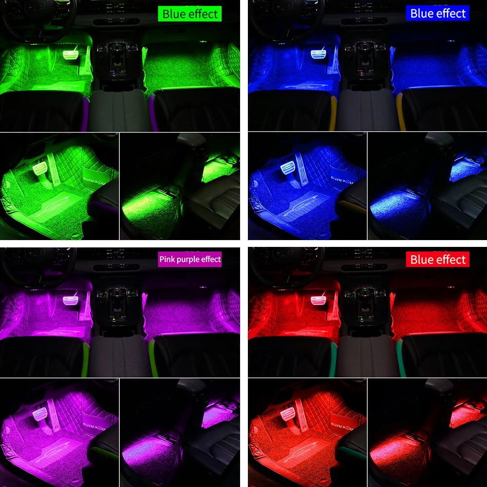 Car Atmosphere Led Foot Light USB Lighter Environment Decorative Lights Auto Interior Ambient Lamps with APP Dual Control