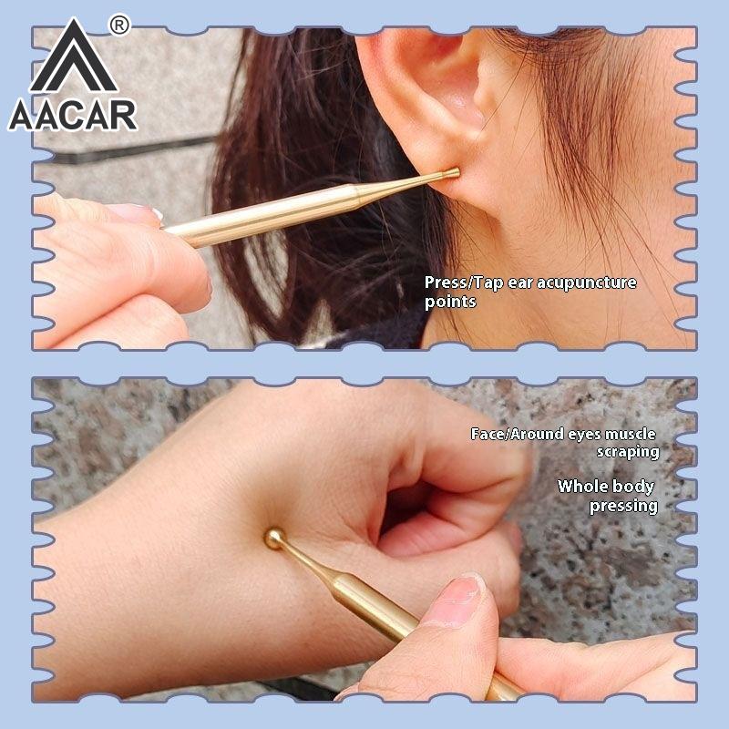 Acupuncture Pen Stainless Steel/Brass Manual Body Trigger Point Probe Pen Deep Tissue Massage,Dual Head Facial Reflexology Tools