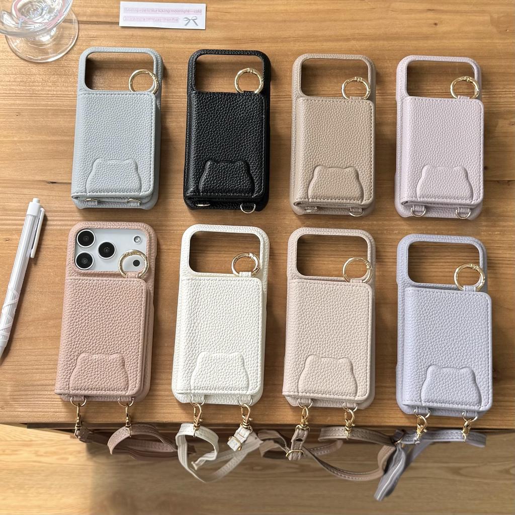 Crossbody Ring Holder Magnetic Wallet Leather Case For iPhone 17 Pro Max 16 Plus 15 Plus 14 13 12 11 Long Lanyard Pocket Cover