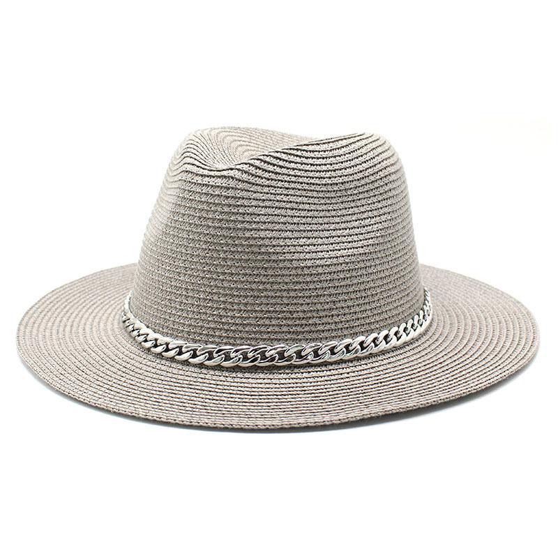 Spring And Summer Sunscreen Outdoor Sunshade Panama Hat Flat-Brimmed Retro Jazz Top Hat Men'S And Women'S Straw Hats