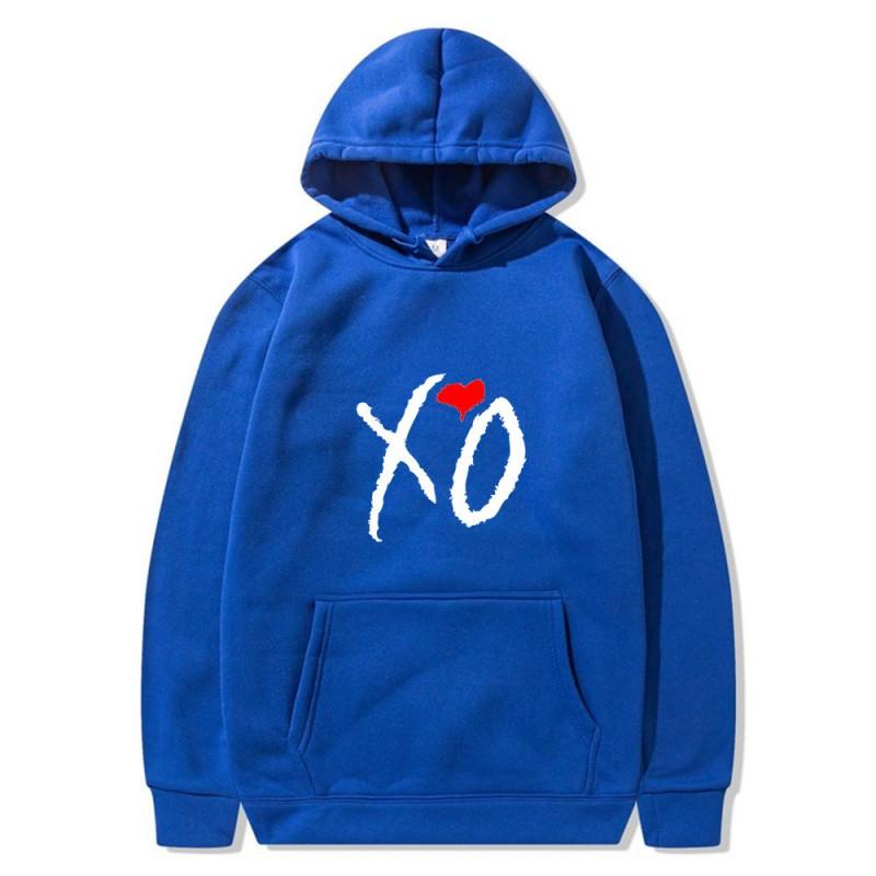 Mens Oversized Hooded Sweatshirt With XO Letter Print Loose Fit Streetwear Casual Top