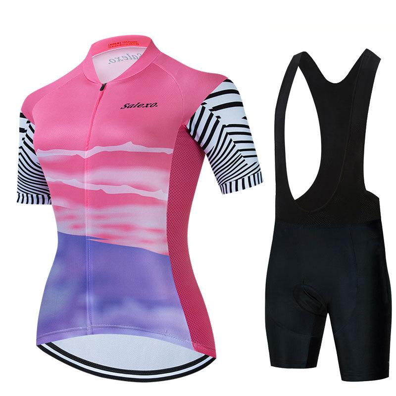 Women's Cycling Suit, Summer Short-sleeved Cycling Jersey, Tour De France Breathable Mountain Bike Suit Set