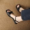 Summer women's flat-soled sandals Korean version of the new one-word sandals with rubber soft sole buckle large size shoes solid color round head
