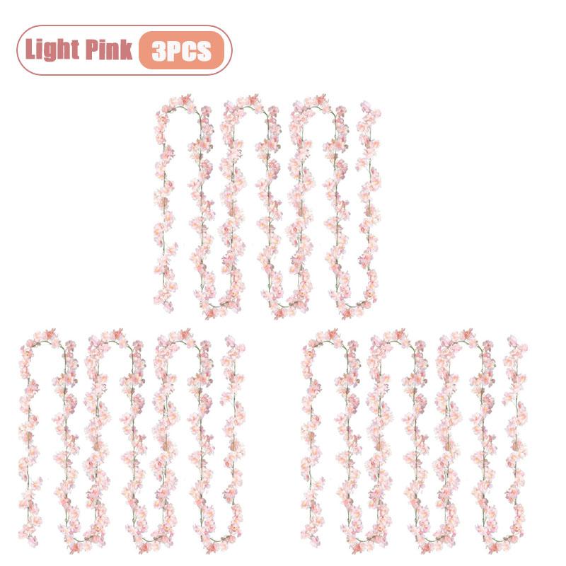 1-5PCS Faux Cherry Blossom Vine Artificial Flower Garland Ivy Decor for Cover Wrapping Wall Wedding Home Decoration