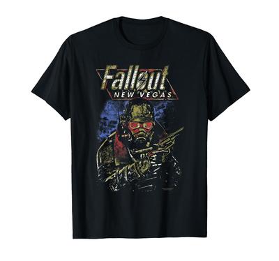 Fallout New Vegas Strażnik Vintage Zniszczona Koszulka z Gry Wideo