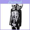 Halloween Double Head Skeleton Costume Cosplay For Kids Theater Performance