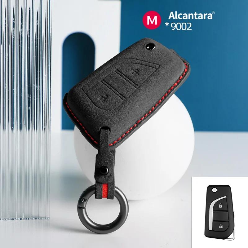 2 4 Button suede car key case cover protect shell Skin F For Toyota Corolla RAV4 C-HR Yaris Aygo Avensis Scion Vitz Flip Key