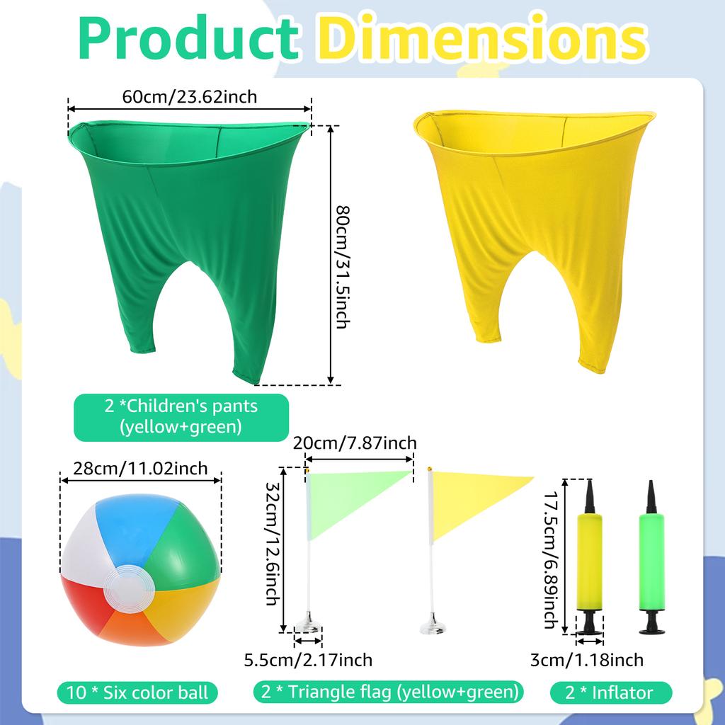 2Pcs Kid Adult Granny Pants Yard Game Marker Cones Games Field Family Reunion Giant Outdoor Ball Sensory Tossing Game Toys Set